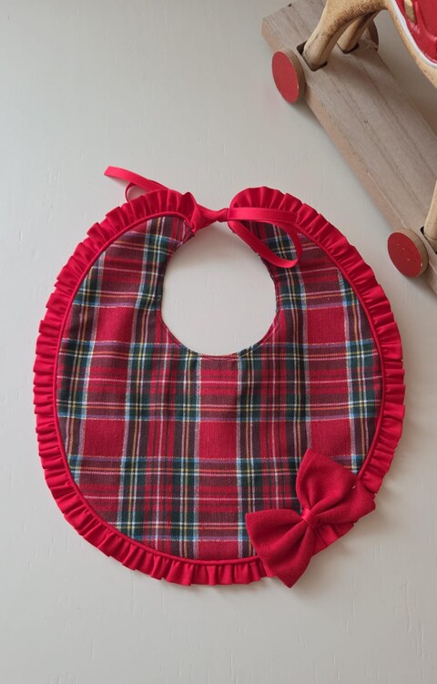 Bavetta natalizia in Tartan con fiocchetto Gentile Baby Couture