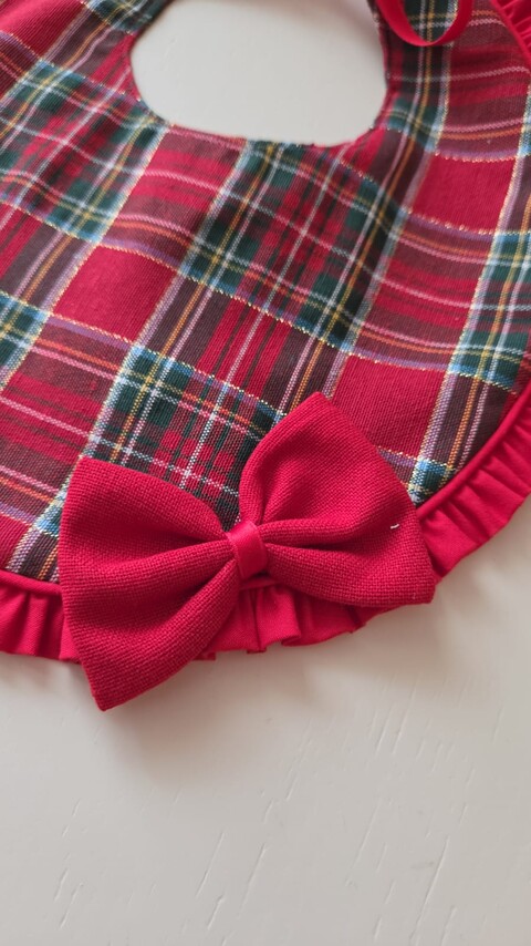 Bavetta natalizia in Tartan con fiocchetto Gentile Baby Couture