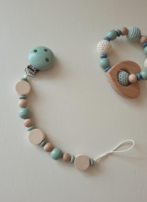 Catenella porta ciuccio in legno naturale Gentile Baby Couture Cerchi