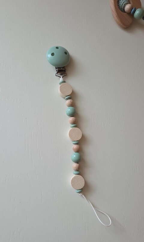 Catenella porta ciuccio in legno naturale Gentile Baby Couture Cerchi