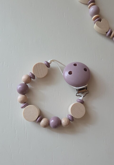 Catenella porta ciuccio in legno naturale Gentile Baby Couture Cerchi