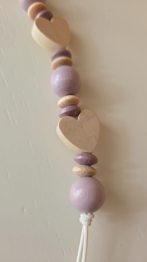 Catenella porta ciuccio in legno naturale Gentile Baby Couture Cuori