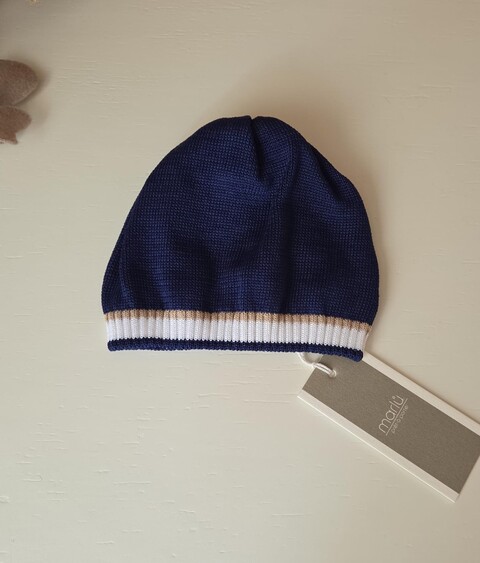 Cappellino in puro cotone Blu / Bianco / Tabacco taglia unica Marlù