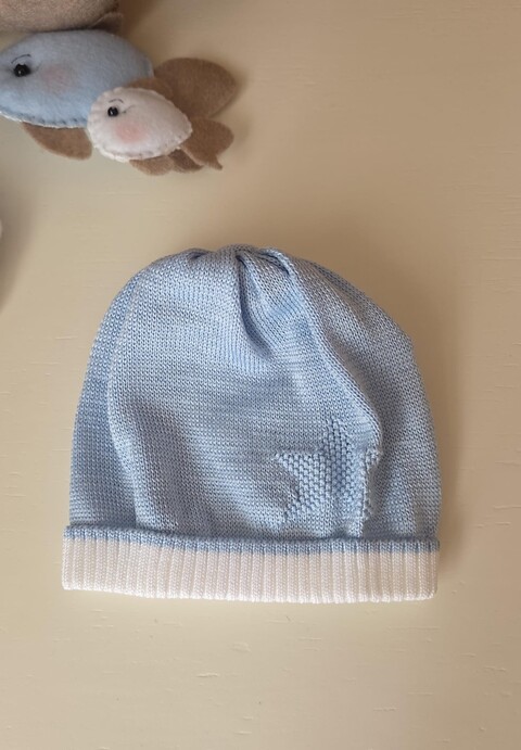 Cappellino in puro cotone Cielo Polvere / Bianco taglia unica Marlù