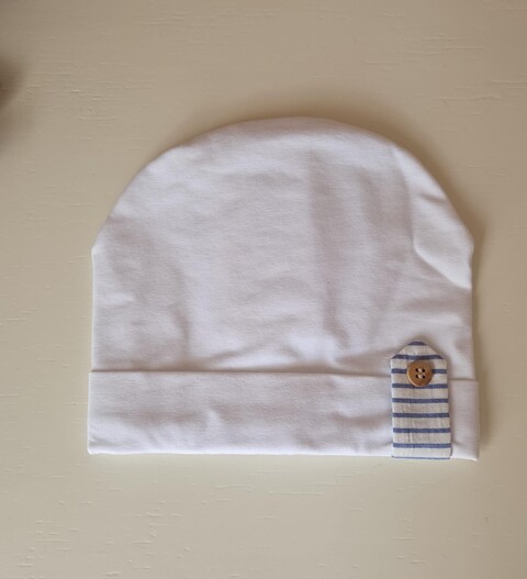 Cappellino in jersey di cotone Bianco / Bluette taglia 0-3 mesi Marlù