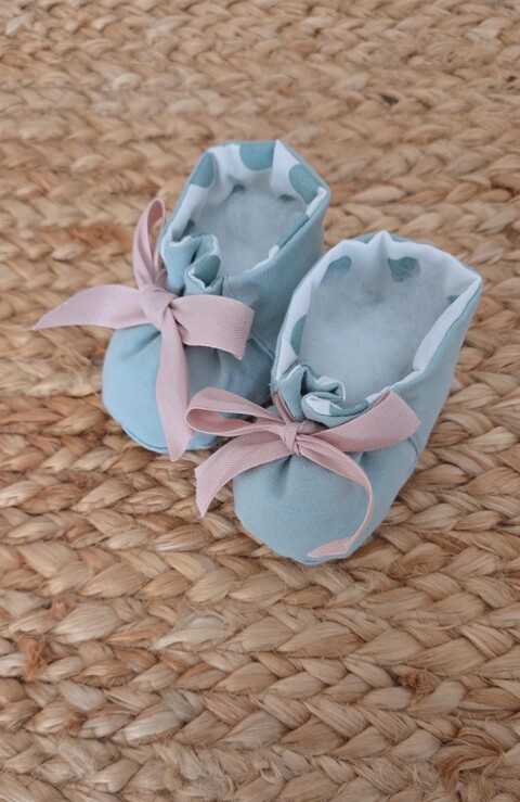 Babbucce in cotone Verde Salvia / Vaniglia taglia 1-6 mesi Marlù