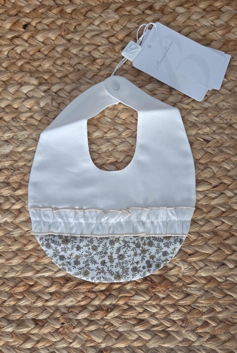 Bavetta in puro cotone Bianca con fiorellini stampati Barcellino