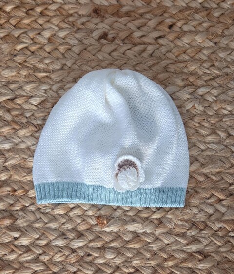 Cappellino in filo di puro cotone Panna / Verde Salvia taglia unica Marlù