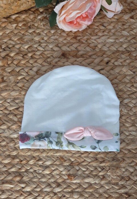 Cappellino in jersey di cotone Panna / Verde / Rosa Pesco taglia 0-3 mesi Marlù
