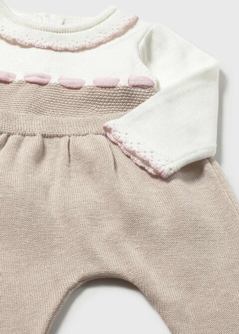 Completo 2 pezzi in filo di puro cotone Tortora / Panna / Rosa Mayoral