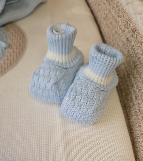 Babbucce in filo di puro cotone Cielo / Vaniglia taglia unica Marlù