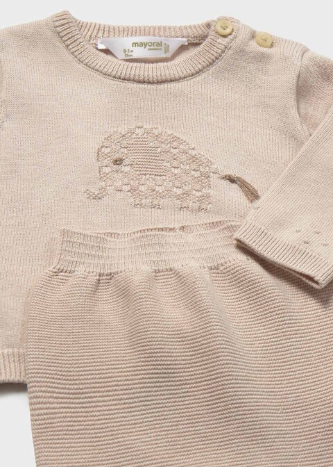 Completo 2 pezzi in filo di puro cotone Tortora Mayoral