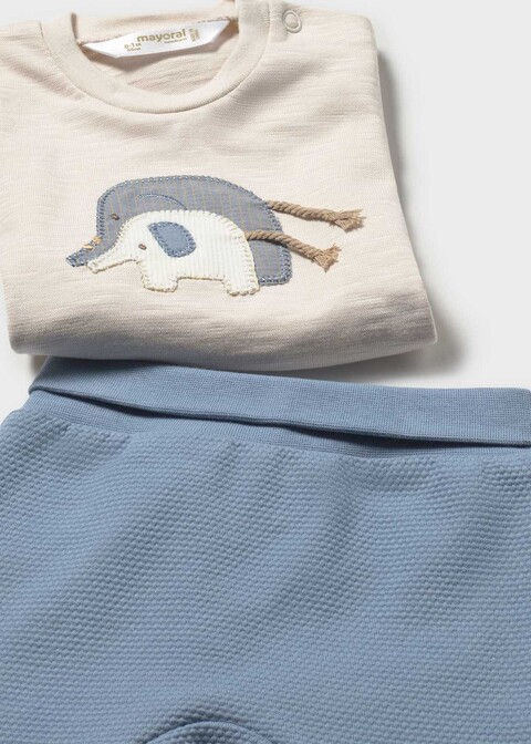 Completo 2 pezzi in jersey di cotone Sabbia / Azzurro Mayoral