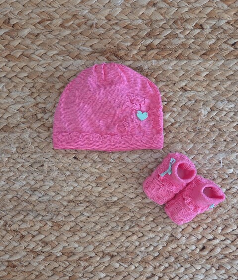 Set cappellino e babbucce in puro cotone Fragola taglia unica Marlù