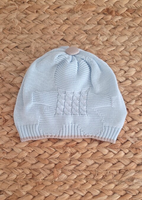 Cappellino in filo di puro cotone Cielo Polvere / Noce taglia unica Marlù