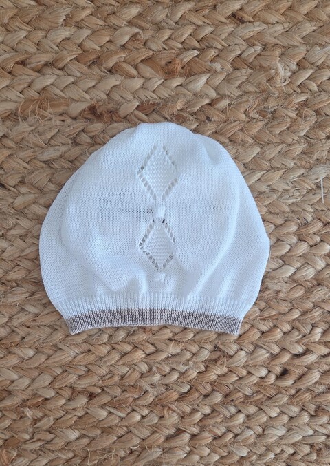 Cappellino in filo di puro cotone Bianco / Noce taglia unica Marlù