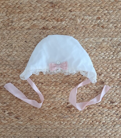 Cuffietta in cotone Vaniglia / Rosa taglia 6-9 mesi Marlù