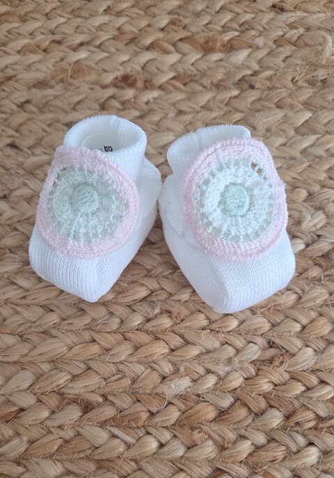 Babbucce in filo di puro cotone Bianco / Rosa / Verde taglia unica Marlù