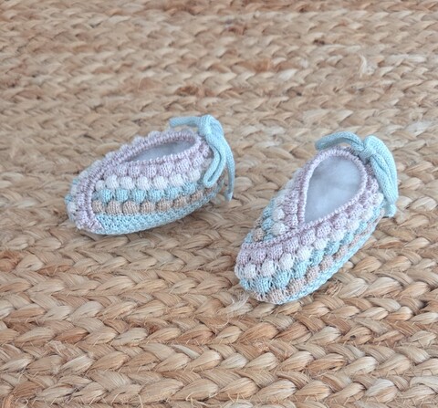 Scarpette in filo di puro cotone Verde Salvia / Multicolor taglia unica Marlù