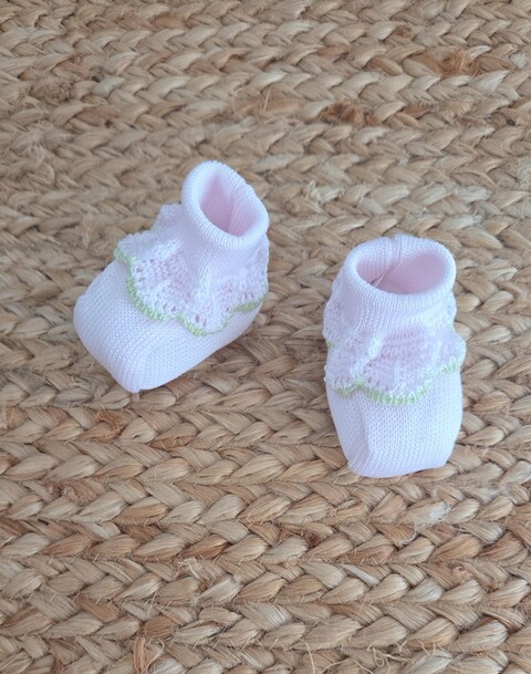 Babbucce in filo di puro cotone Rosa / Verde Pistacchio taglia unica Marlù