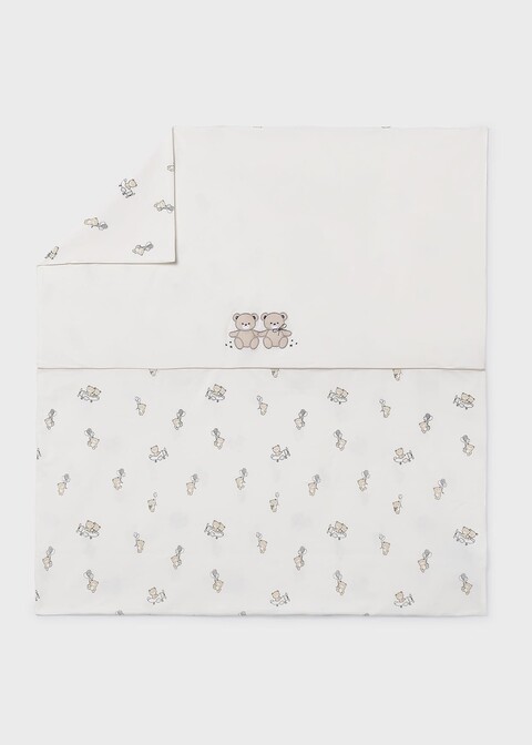 Copertina per carrozzina in jersey di cotone Panna con Orsetti Mayoral