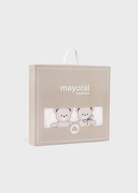 Copertina per carrozzina in jersey di cotone Panna con Orsetti Mayoral