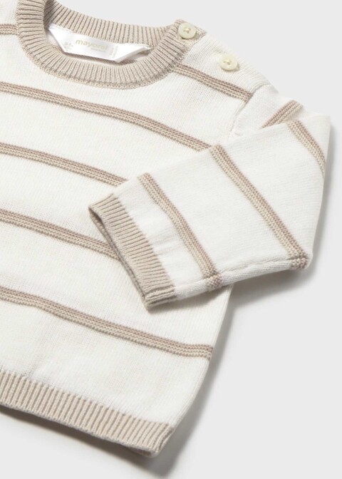 Maglione neonato a righe in puro cotone Bianco / Tortora Mayoral