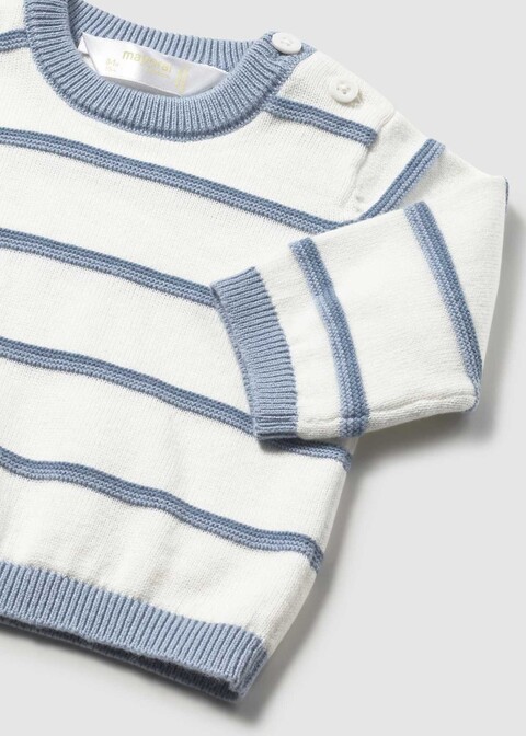 Maglione neonato a righe in puro cotone Bianco / Azzurro Mayoral