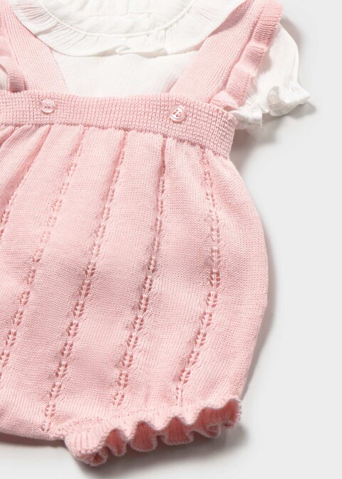 Salopette 2 pezzi in puro cotone Rosa / Bianco Mayoral