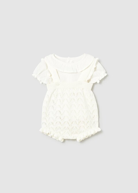 Salopette 2 pezzi in puro cotone Panna Mayoral