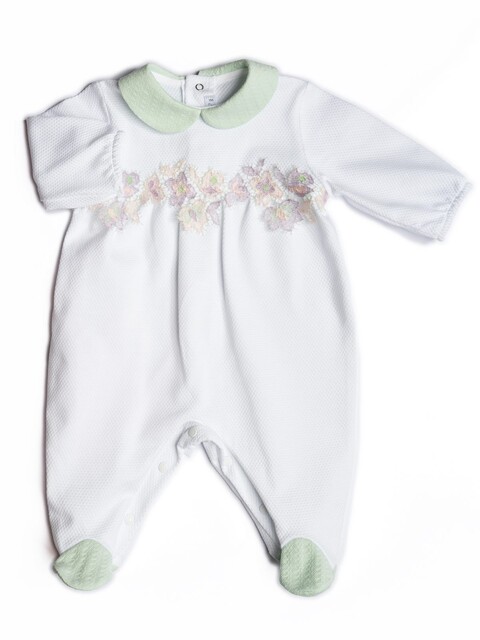 Tutina in jersey di cotone Bianco / Verde Barcellino