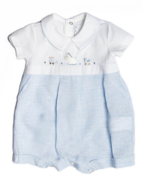 Pagliaccetto in lino e cotone Bianco / Cielo Barcellino