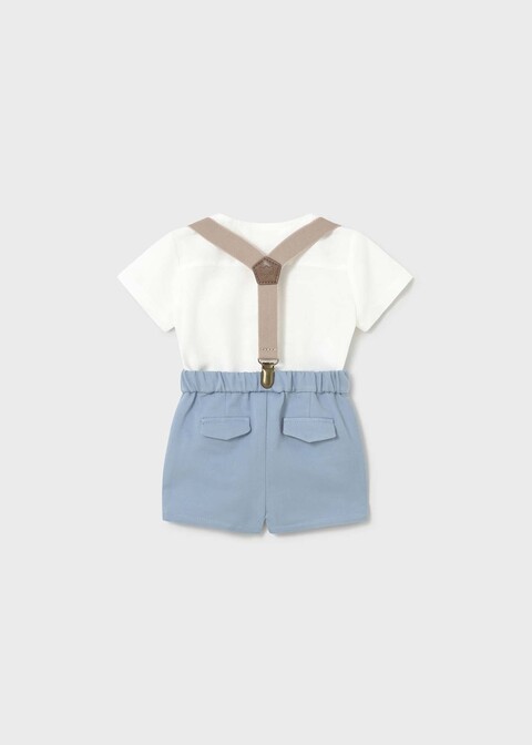 Completo elegante 3 pezzi in cotone e lino Bianco / Azzurro Mayoral