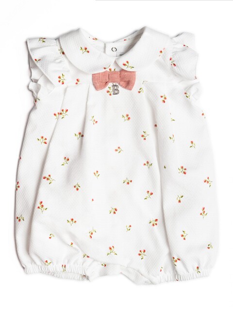 Pagliaccetto in puro cotone Bianco con fiorellini Barcellino