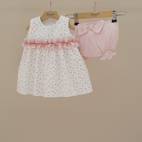 Abitino con culotte fantasia floreale in puro cotone taglia 1 mese Ninnaoh
