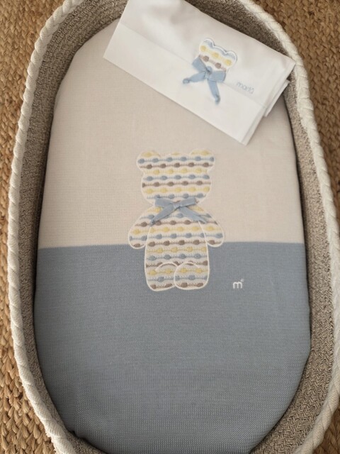 Copertina per carrozzina in filo di puro cotone Bianco / Cielo Polvere / Multicolor Marlù