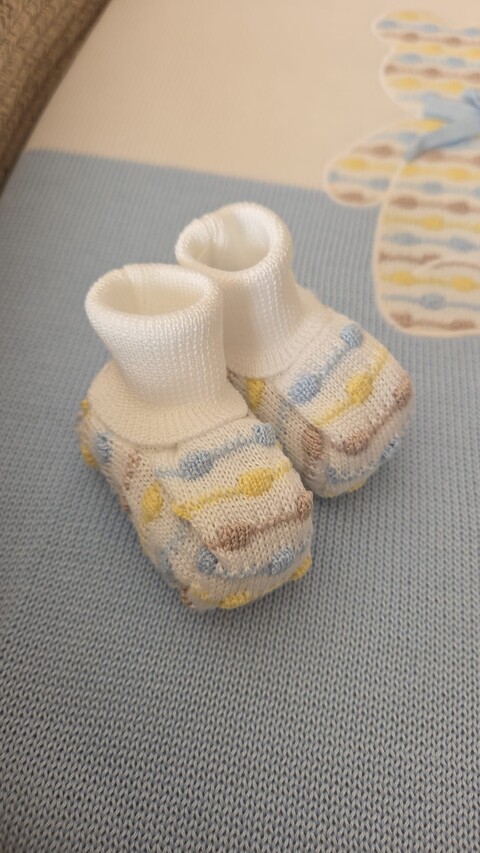 Babbucce in filo di puro cotone Bianco / Cielo Polvere / Multicolor taglia unica Marlù