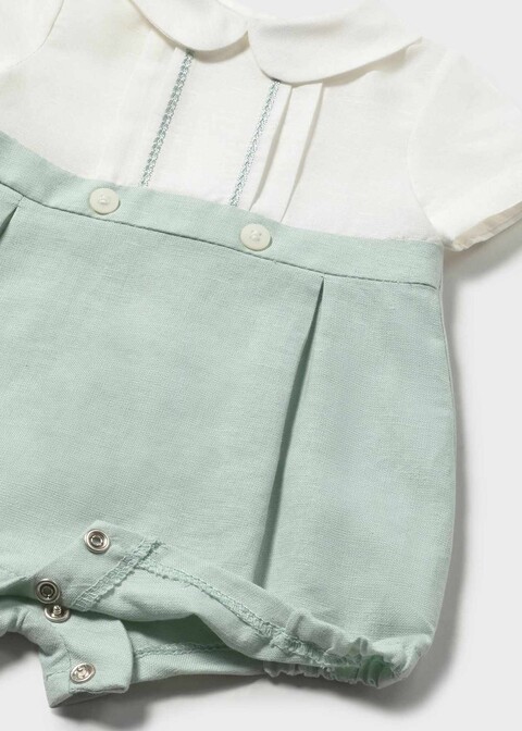 Pagliaccetto elegante in cotone e lino Bianco / Verde Mayoral