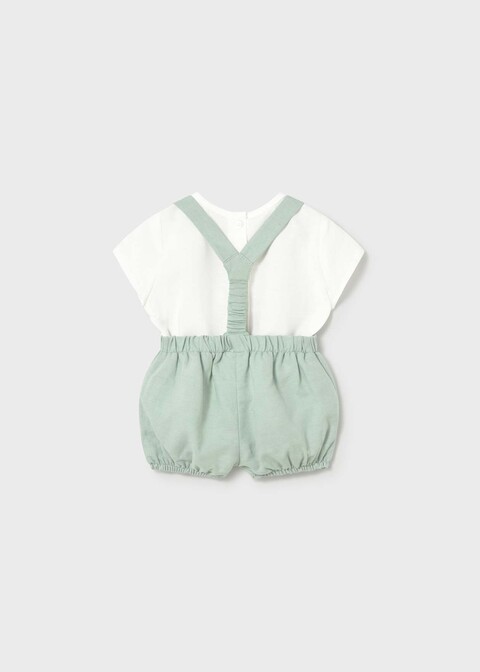 Completo 3 pezzi elegante in lino e cotone Bianco / Verde Mayoral