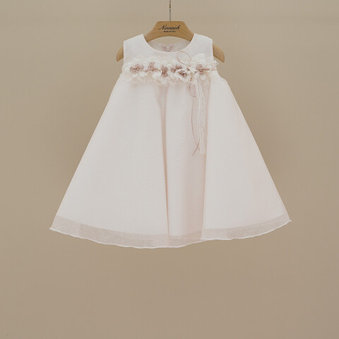 Abito elegante smanicato in organza Rosa Ninnaoh
