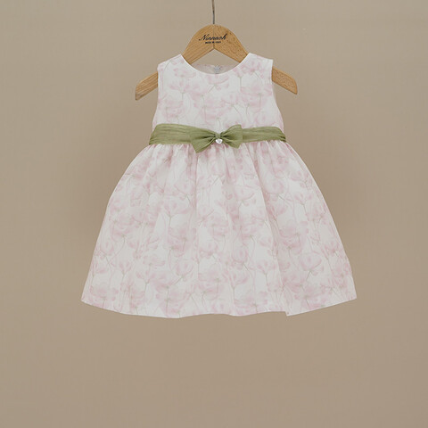 Abito elegante in puro cotone fantasia floreale Rosa / Verde Ninnaoh