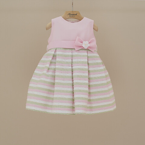 Abito elegante a righe Rosa / Verde Ninnaoh