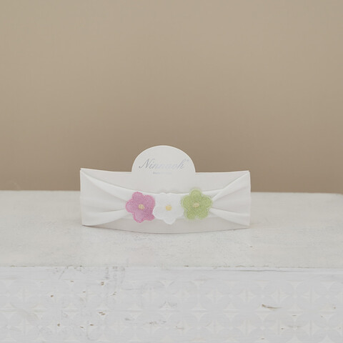 Fascetta elastica in cotone con fiori in rilievo Ninnaoh