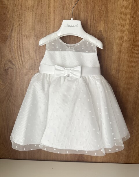 Abito elegante con tulle ricamato Bianco Ninnaoh