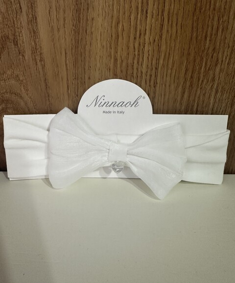 Fascetta elastica in cotone con fiocco Panna Ninnaoh