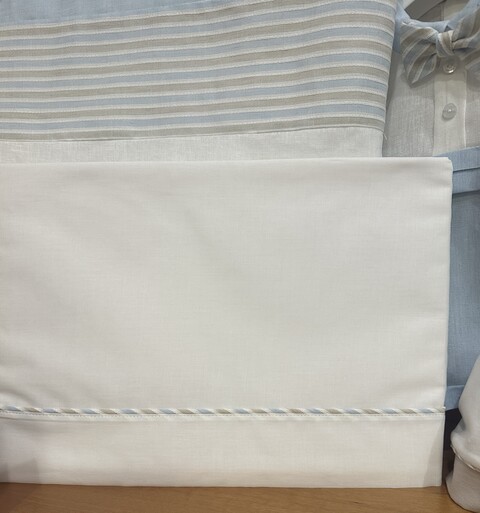 Set lenzuolino 3 pezzi per carrozzina in puro cotone Bianco / Cielo / Beige Ninnaoh