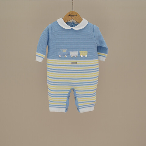 Tutina in filo di puro cotone Cielo / Giallo taglia 1 mese Ninnaoh