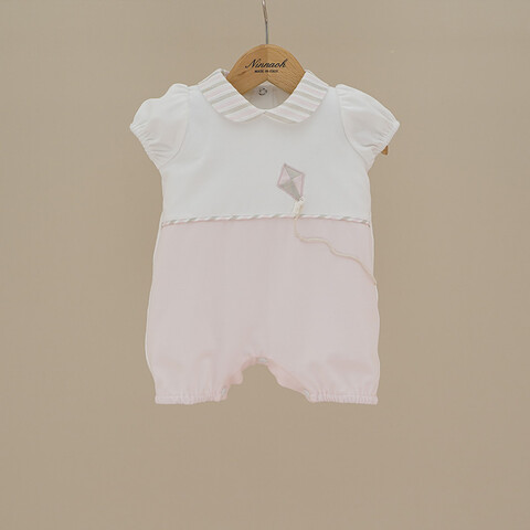 Pagliaccetto in jersey di cotone Panna / Rosa taglia 1 mese Ninnaoh