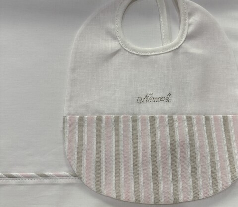 Bavetta in lino e cotone Panna / Rosa / Beige Ninnaoh