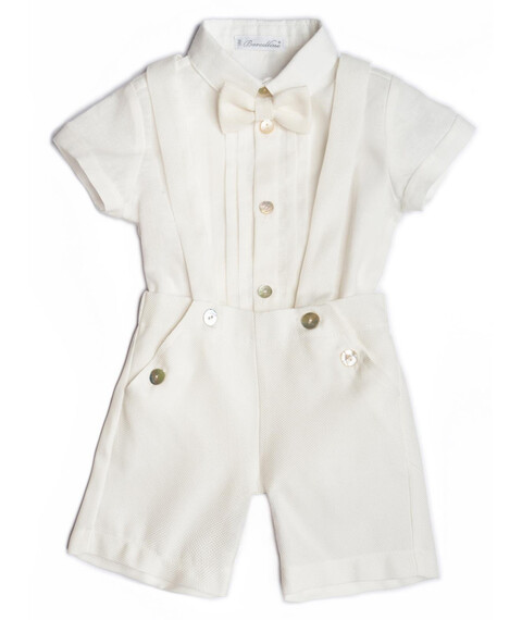 Completo 3 pezzi elegante in lino e cotone Panna Barcellino